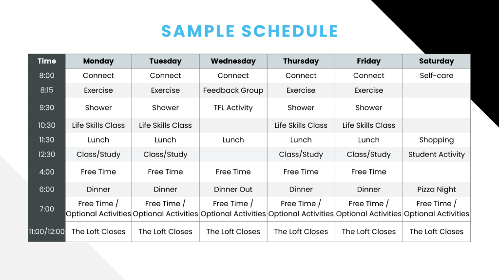 TechieForLife Sample Schedule